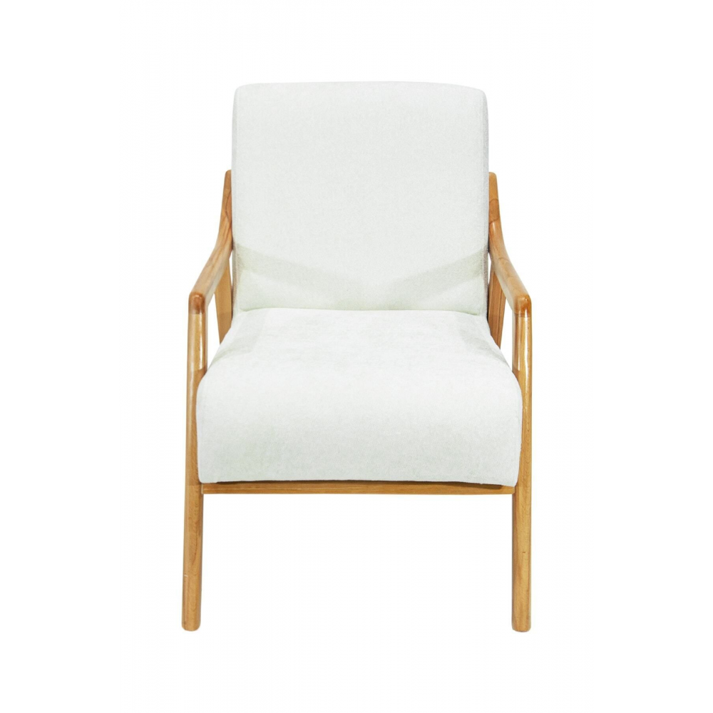 Favela Ahşap Ayaklı Beyaz Teddy Kumaş Berjer V01