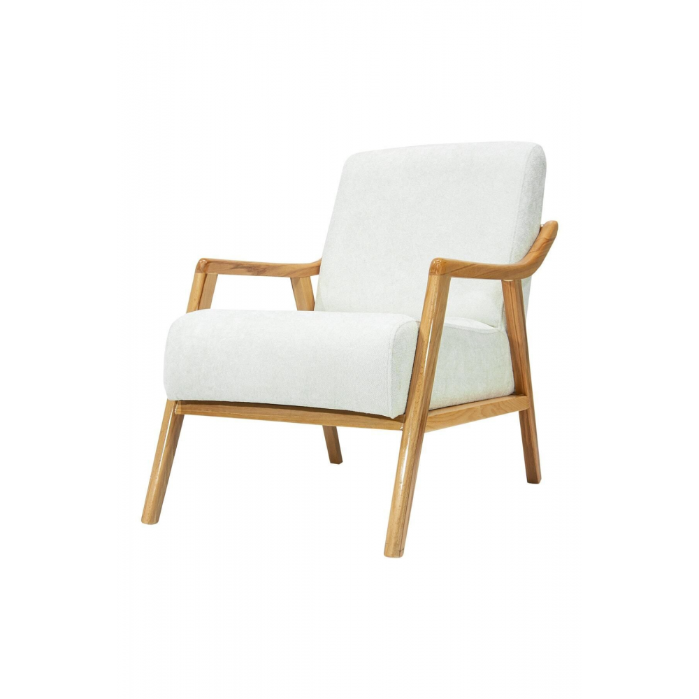 Favela Ahşap Ayaklı Beyaz Teddy Kumaş Berjer V01