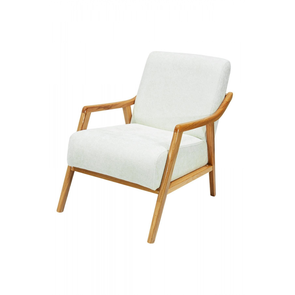 Favela Ahşap Ayaklı Beyaz Teddy Kumaş Berjer V01