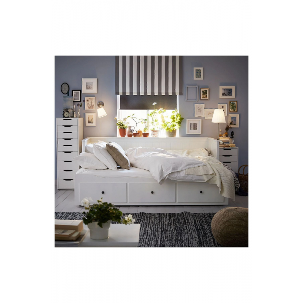 Hemnes 80x200 cm Açılabilir Divan Ve Saklama Alanı, Beyaz, Divan, Bazalı, Çekyat - EREGANTO