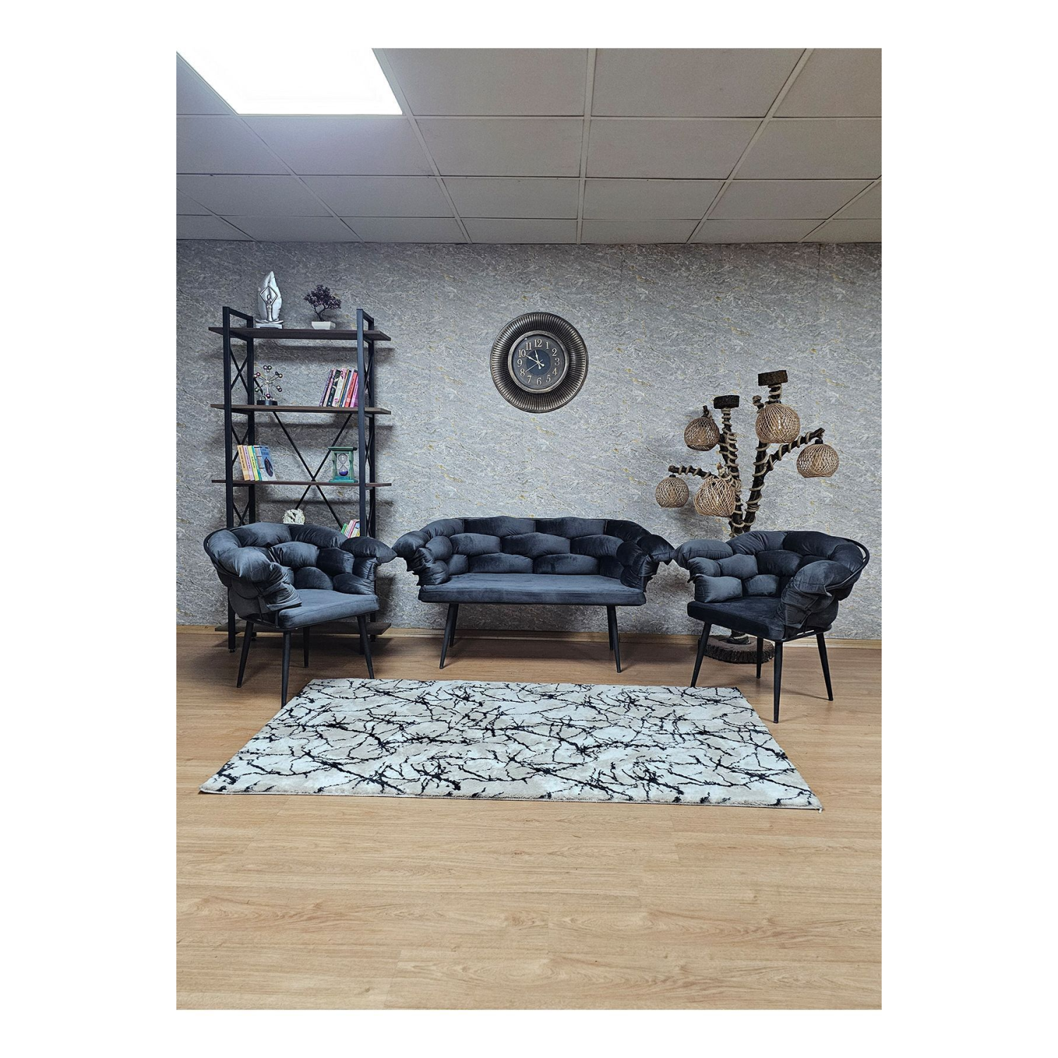 Siyah Boyalı - Füme Döşeme | Balon Çay Seti | Balkon Koltuk | Berjer | Balkon Çay Seti