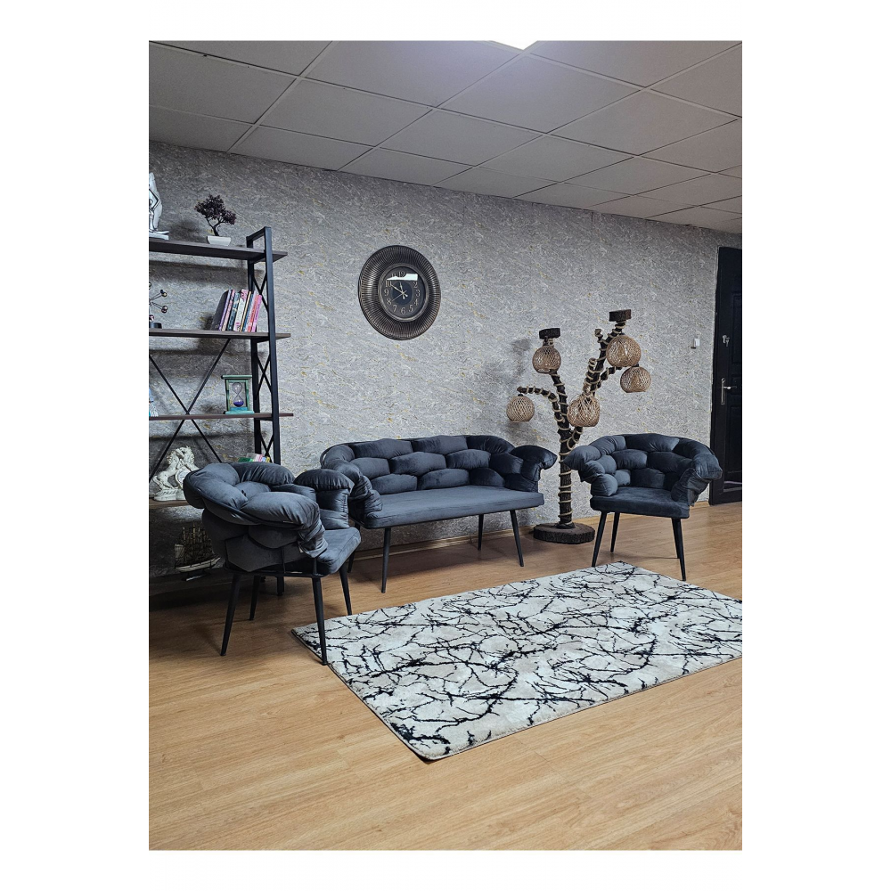 Siyah Boyalı - Füme Döşeme | Balon Çay Seti | Balkon Koltuk | Berjer | Balkon Çay Seti