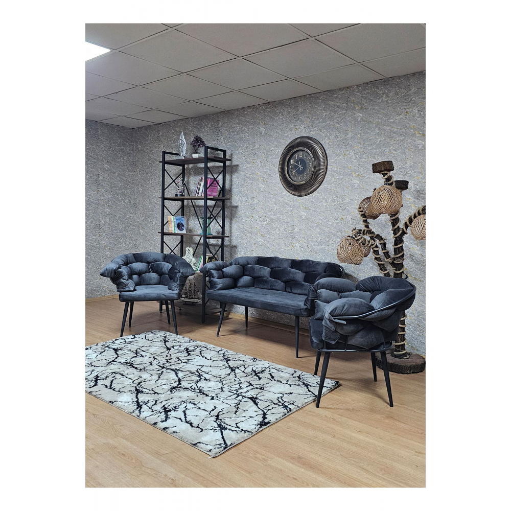 Siyah Boyalı - Füme Döşeme | Balon Çay Seti | Balkon Koltuk | Berjer | Balkon Çay Seti