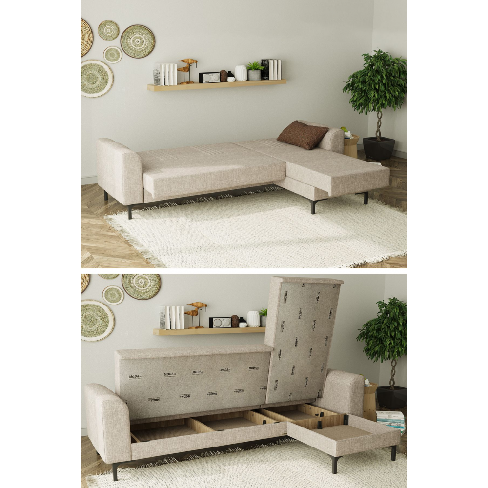 Rio Köşe Takımı Salon&oturma Odası Açılır Yataklı Bazalı - Kahve