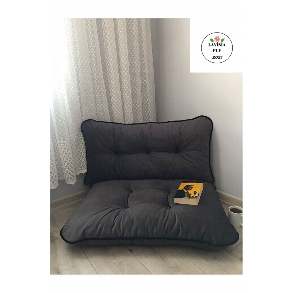 Puf Petek Önü Palet Yer Minderi Ikili Takım Antrasit 70x100cm