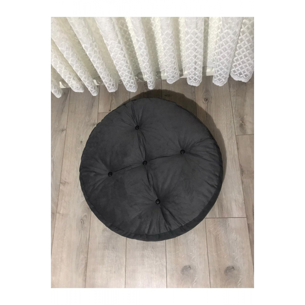 Yuvarlak Antrasit Yer Minderi 70x70