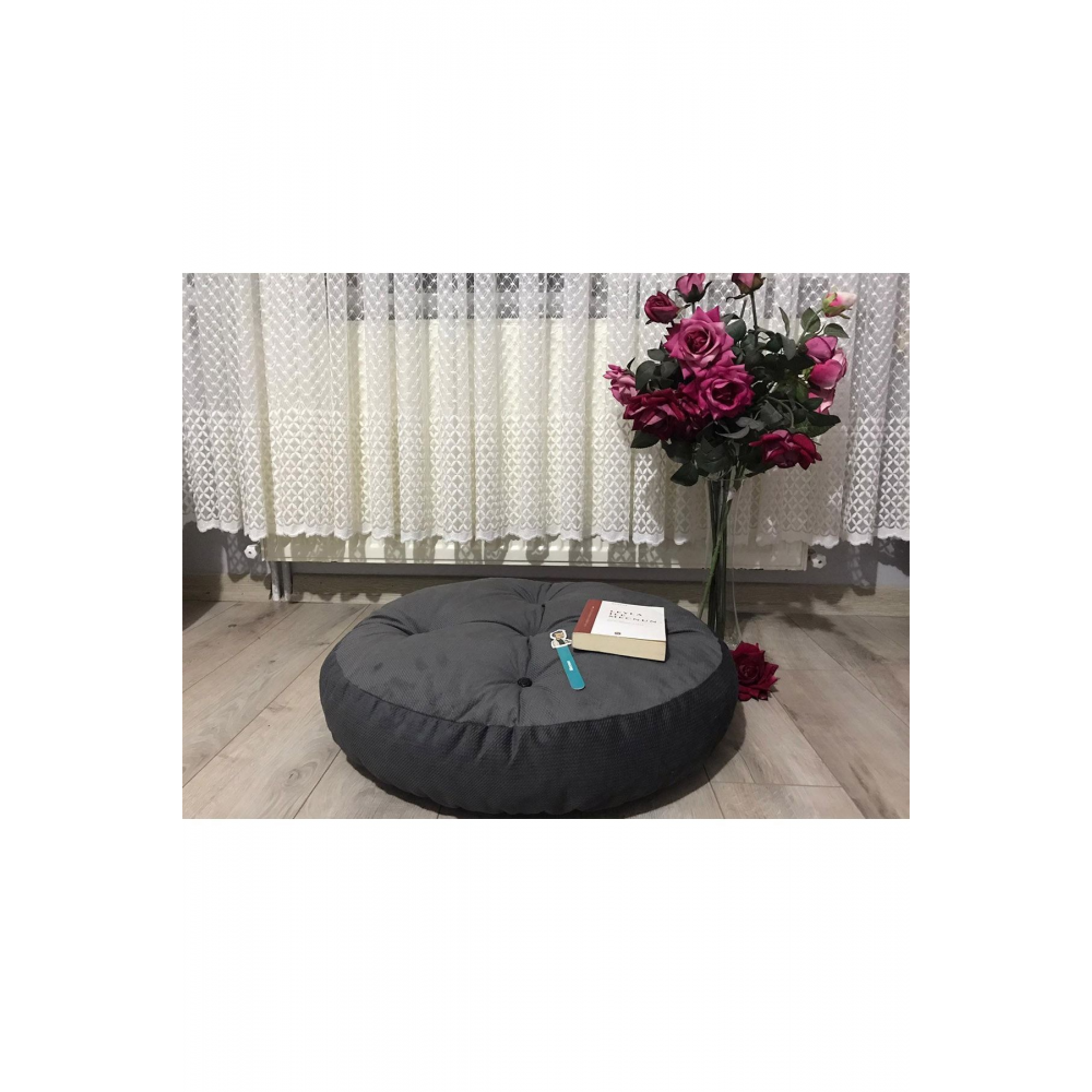 Yuvarlak Antrasit Yer Minderi 70x70