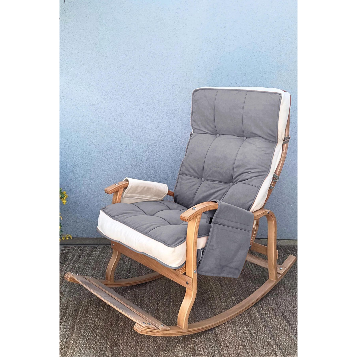 Home Indigo Gri Krem Sallanan Sandalye Dinlenme,emzirme,tv,okuma,koltuğu Berjer