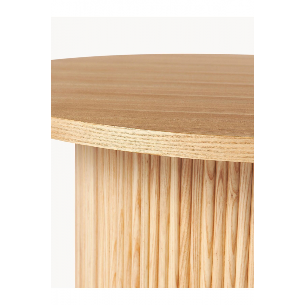 Nare, Yeni Nesil Modern Yuvarlak Naturel Ahşap Orta Sehpa