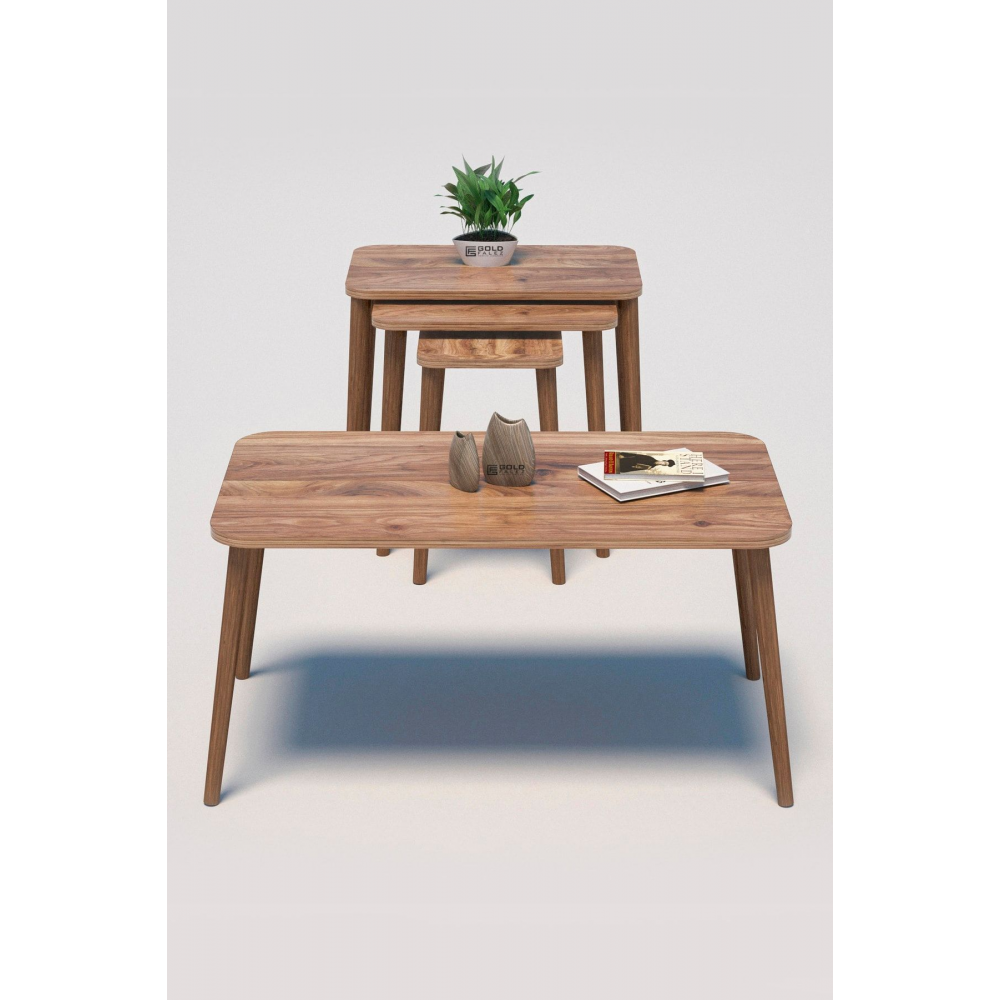 Zigon Sehpa Kr Ve Orta Sehpa Kr Torna Set Ceviz