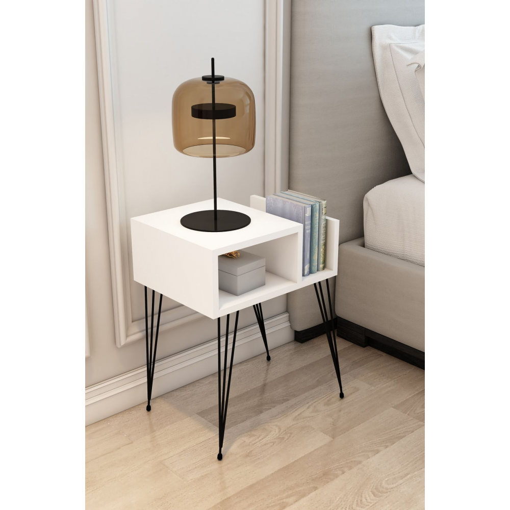 Begonya Komodin Sehpa Yatak Yanı Sehpası Metal Ayak