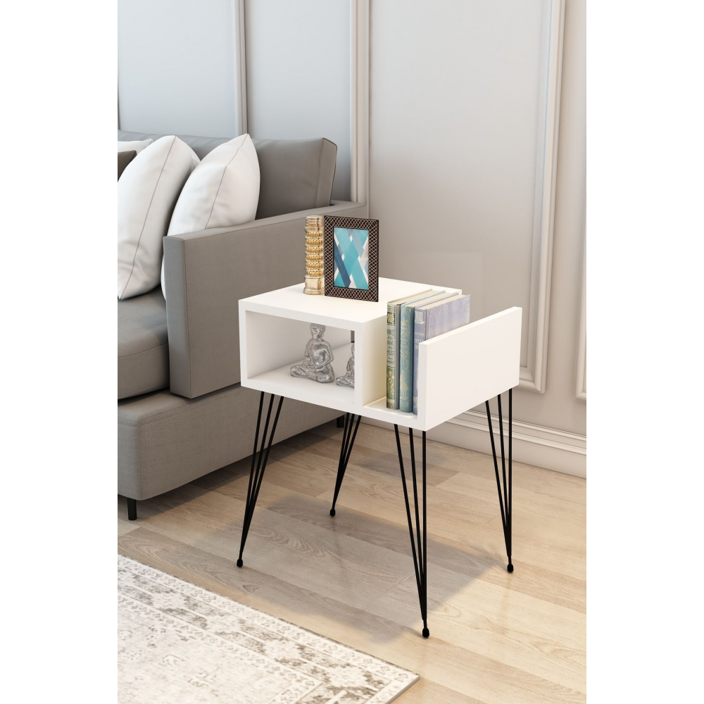 Begonya Komodin Sehpa Yatak Yanı Sehpası Metal Ayak