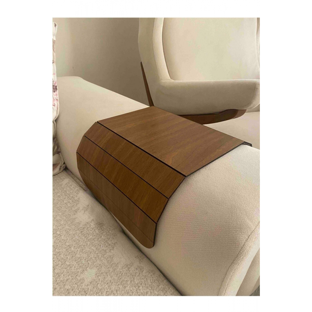 Koyu Kahve Koltuk Tepsisi Yan Sehpa Tesbih Cevizi 20x40 Cm Ortasabit 13,5 Cm Amerikan Servisi