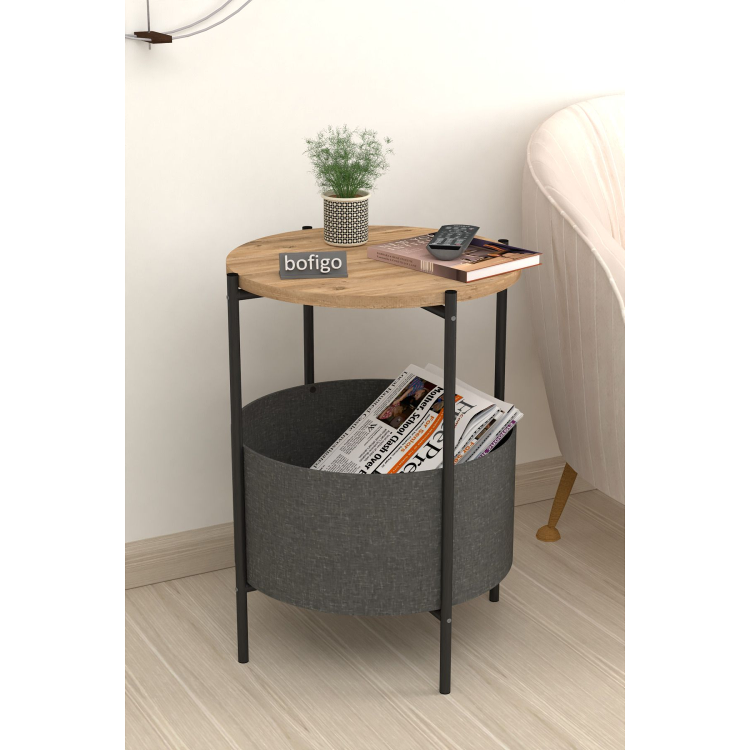 Orta Sehpa Geniş Çantalı Sehpa Gazetelik Kitaplık Çiçeklik Çam