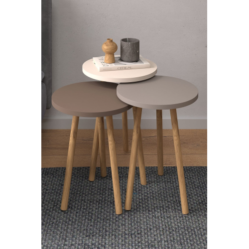 Roma Zigon sehpa Beyaz-Cappuccino-Kahve