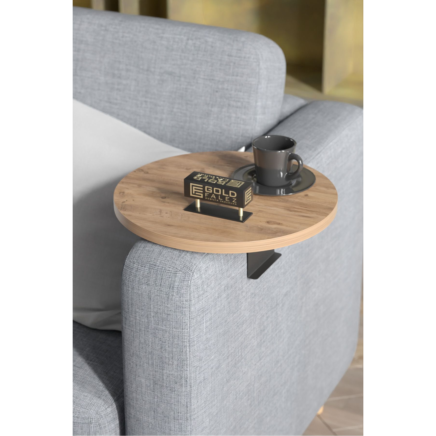 Yan Sehpa Ayarlanabilir Tepsi Dekoratif Modern Tepsi Koltuk Sehpası CEVİZ