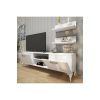 Rani A4 Duvar Raflı Tv Sehpası Kitaplıklı Tv Ünitesi Modern Ayaklı Tasarım 150 Cm Beyaz