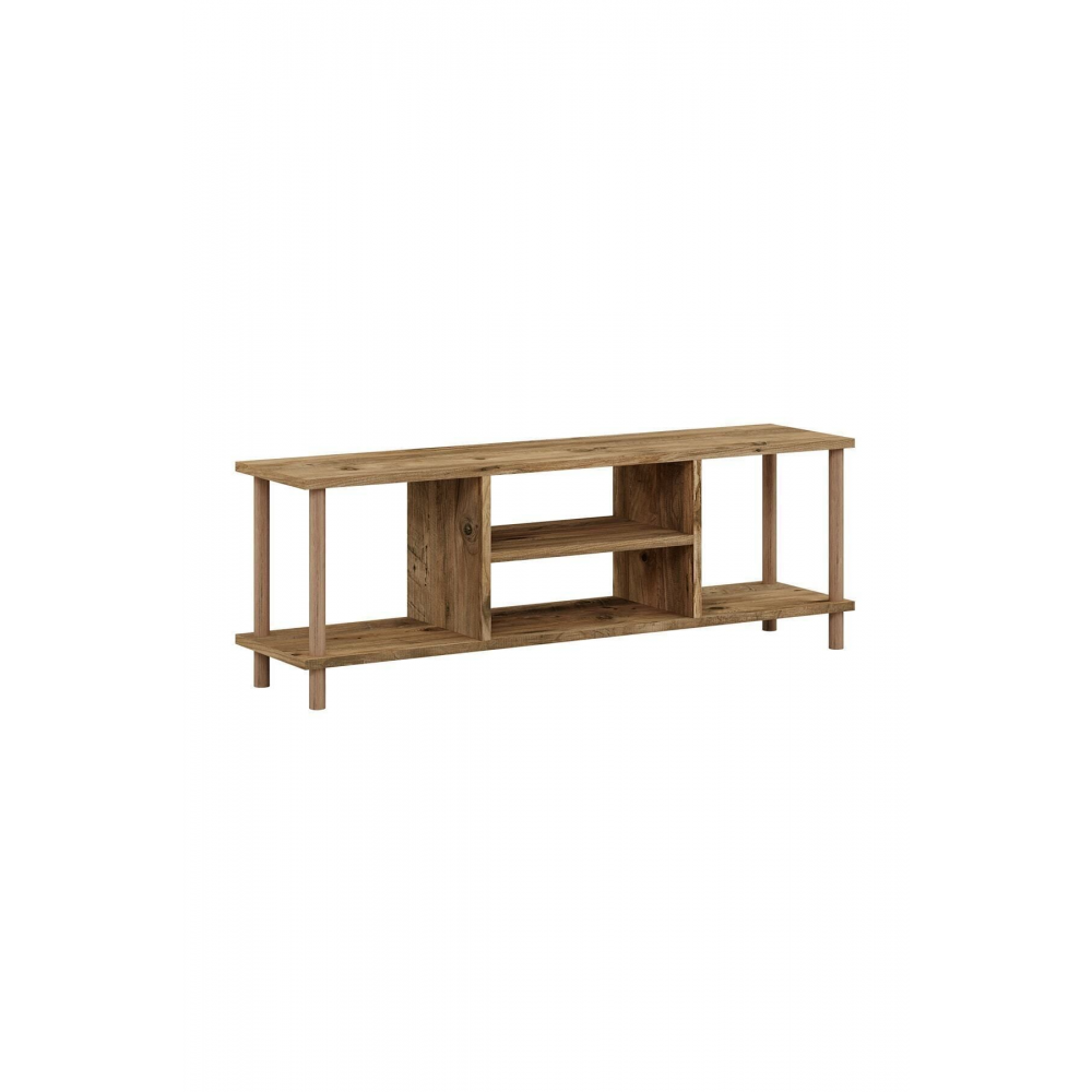 Tv Sehpası Raflı Tv Ünitesi Televizyon Sehpası Ahşap Ayaklı Çam