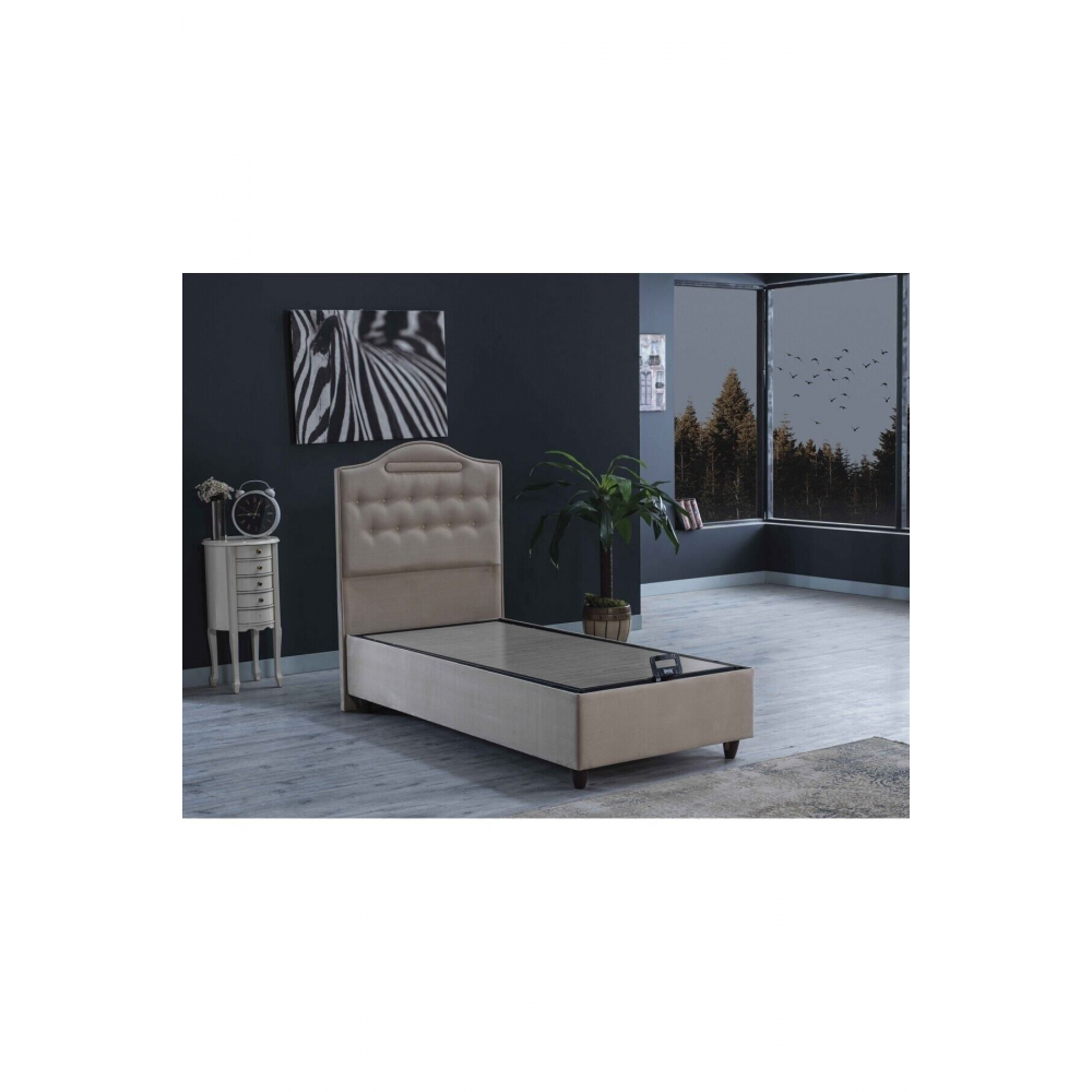 Nima 3 Lü Set ( Baza + Başlık + Yatak ) Tek Kişilik ( Bej )