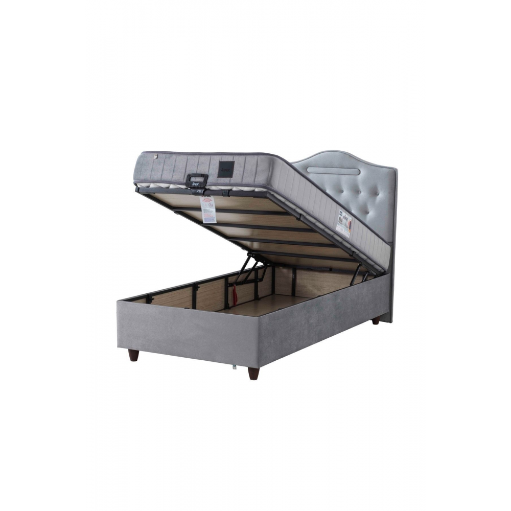 Nima 3 Lü Set (yatak+baza+başlık) Tek Kişilik (açık Gri)