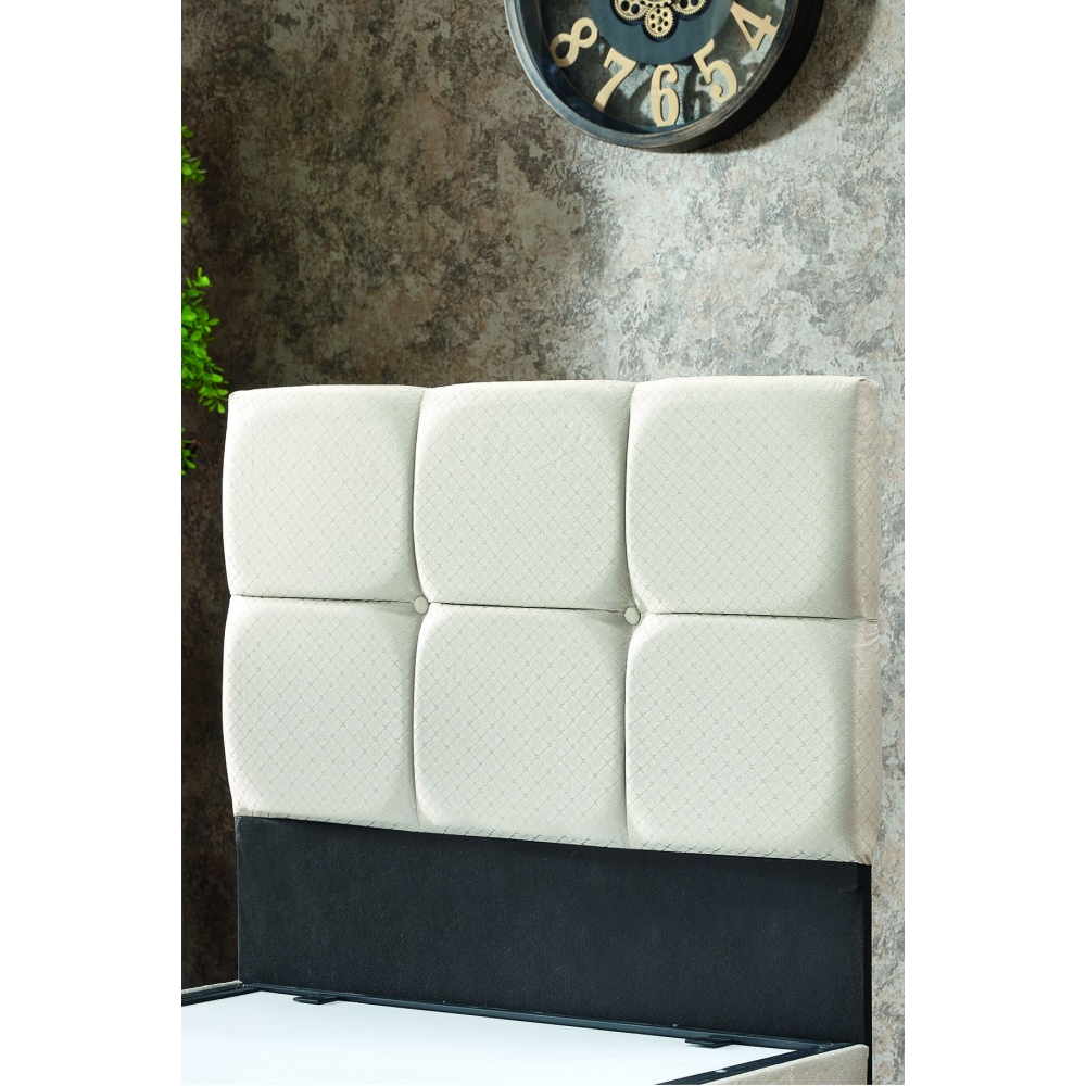 Prestij Tek Kişilik Baza Başlık Set Krem 90x190 cm