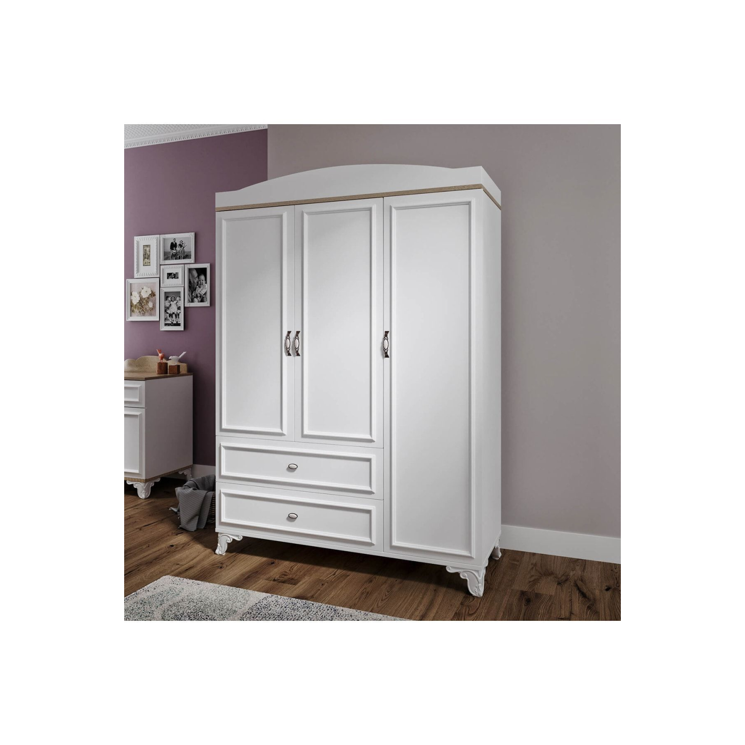 %100 Mdf Lisa 135cm 3 Kapaklı Dolap Meşe