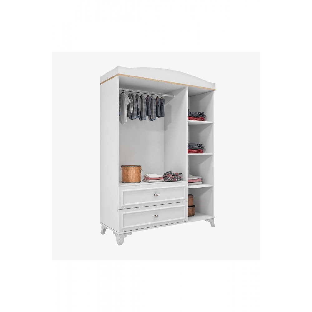 %100 Mdf Lisa 135cm 3 Kapaklı Dolap Meşe