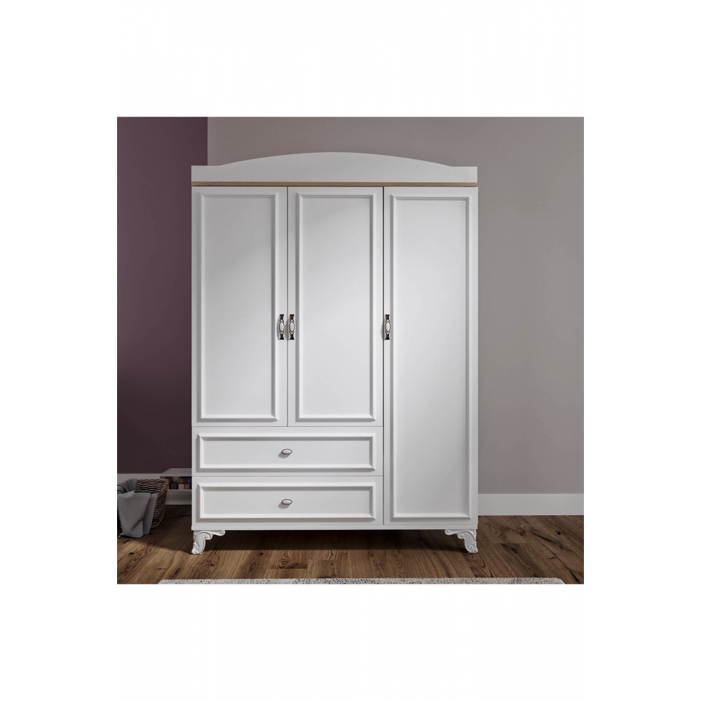 %100 Mdf Lisa 135cm 3 Kapaklı Dolap Meşe