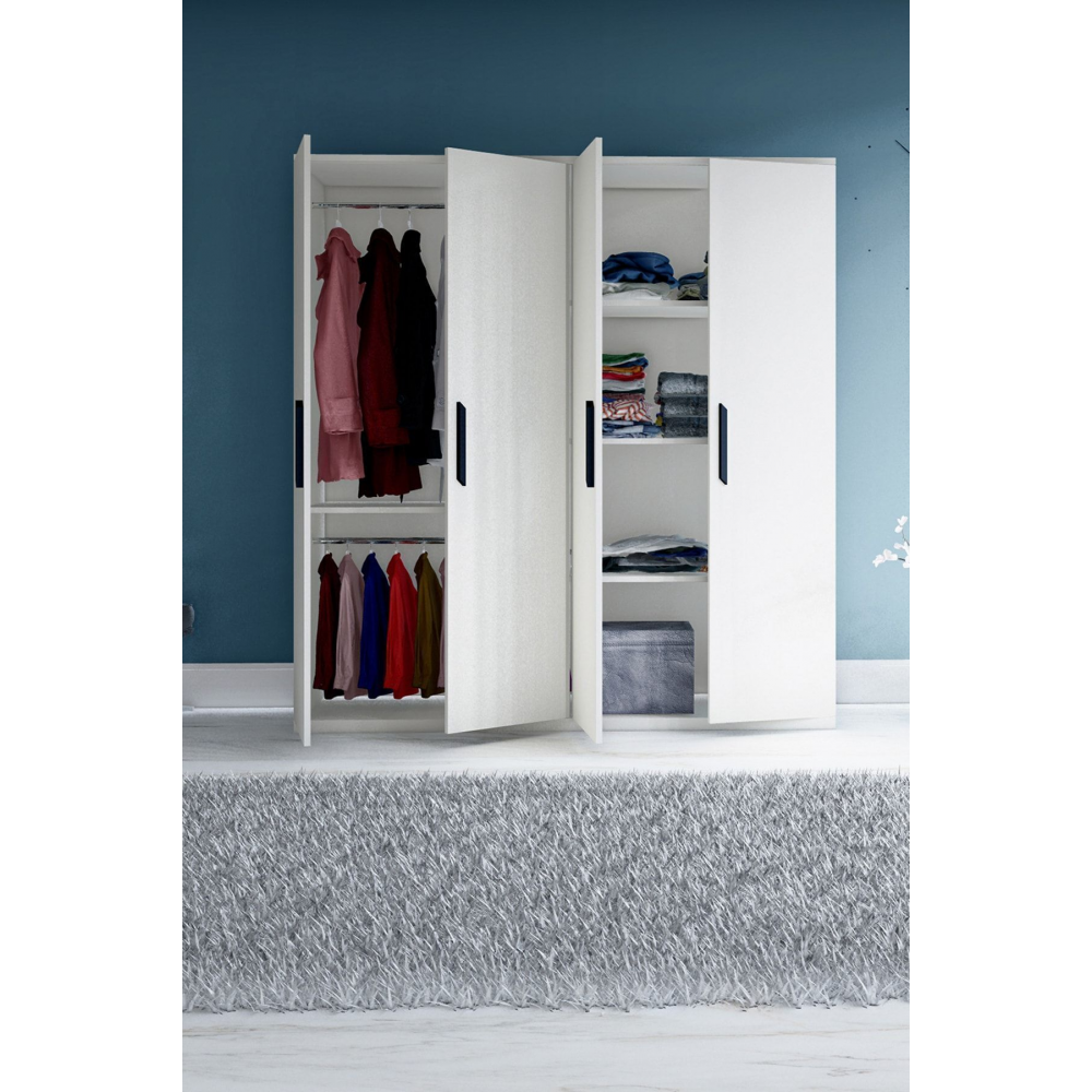 4 Kapılı Beyaz Gardrop Dolap Gm 050