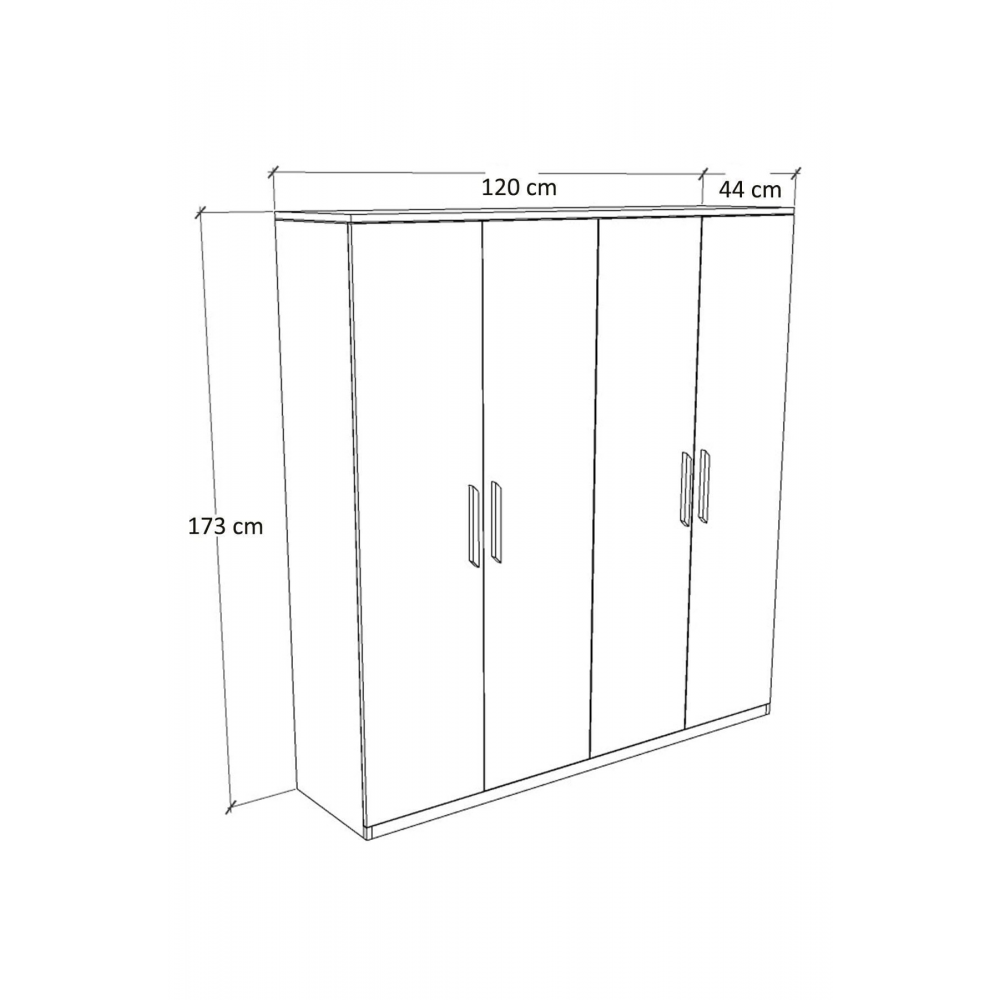 Gm 051 4 Kapılı Aynalı Gardrop Dolap