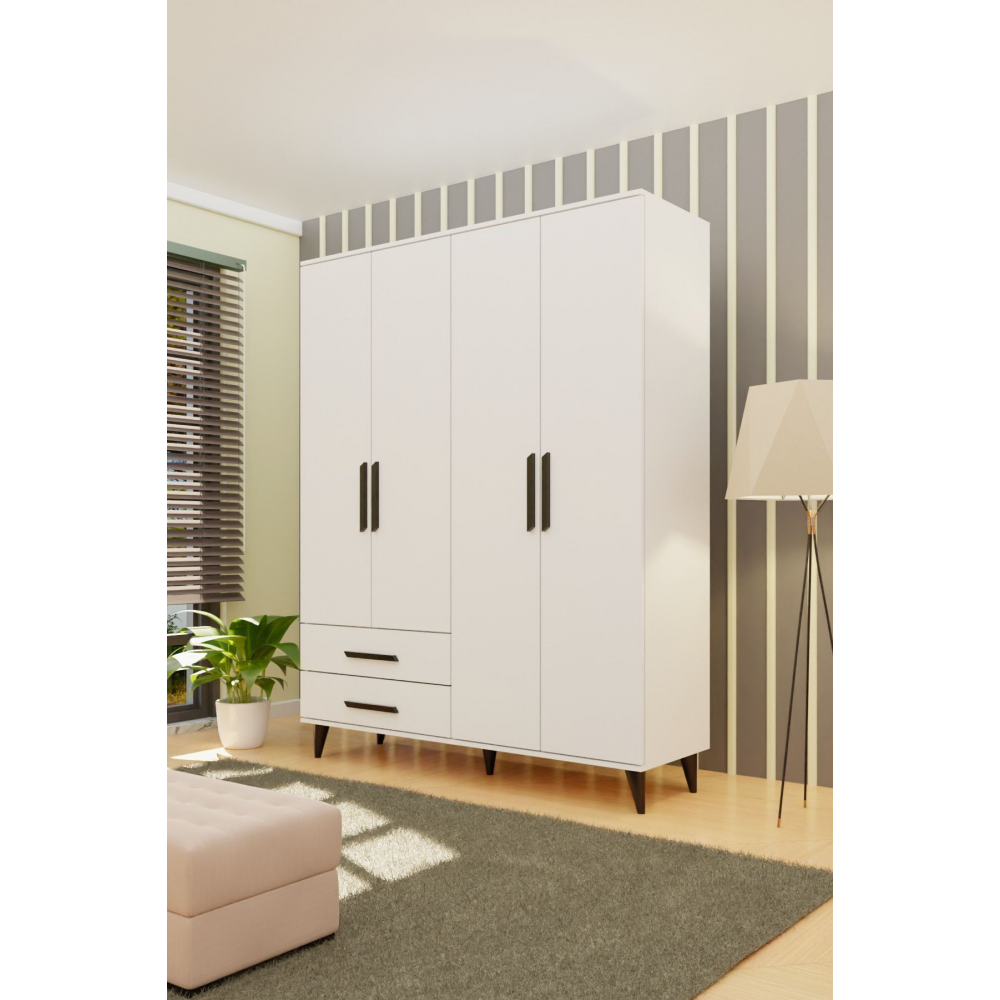 Gm 070-a Novado Siyah Kulplu Ayaklı Gardırop