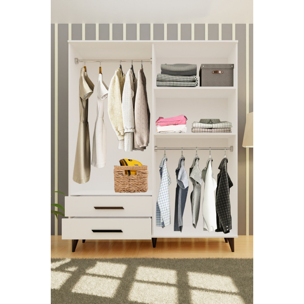 Gm 070-a Novado Siyah Kulplu Ayaklı Gardırop