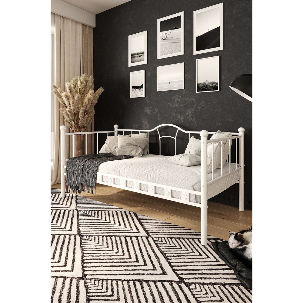 Kamelya Sedir Metal Karyola Beyaz