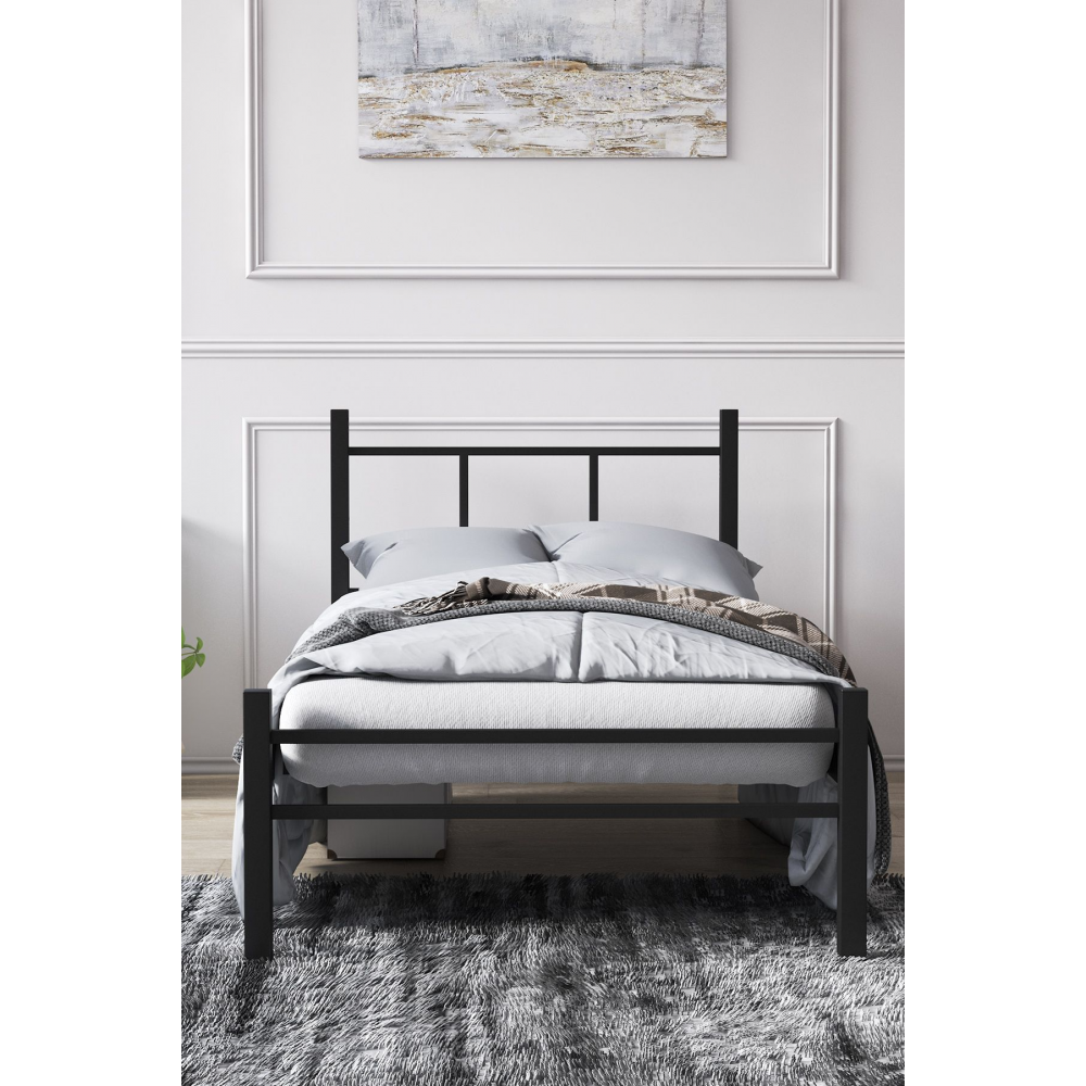 Metal Karyola, Defne Metal Karyola Siyah, Tek Kişilik Ölçü Seçenekli