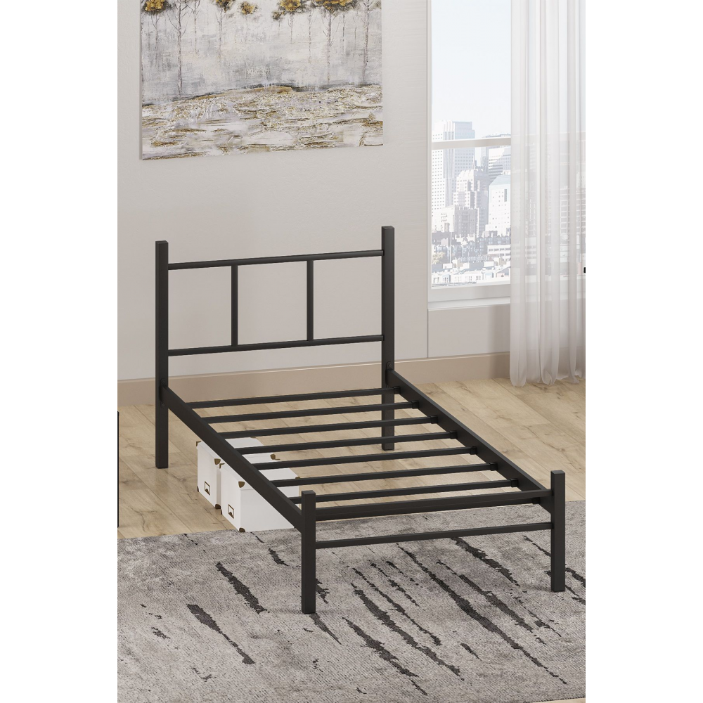 Metal Karyola, Defne Metal Karyola Siyah, Tek Kişilik Ölçü Seçenekli