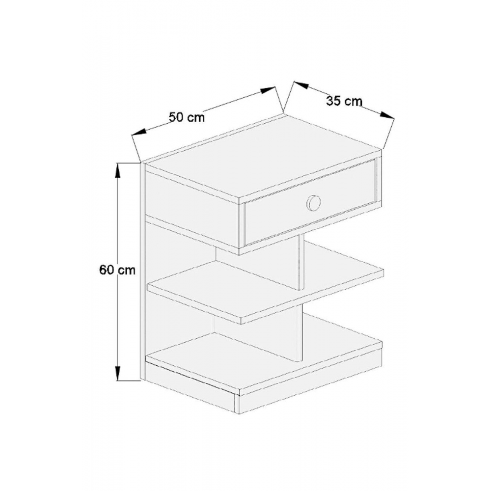 Ae-1043 Çınar Komodin Beyaz Tek Çekmeceli 4 Raflı Çok Amaçlı