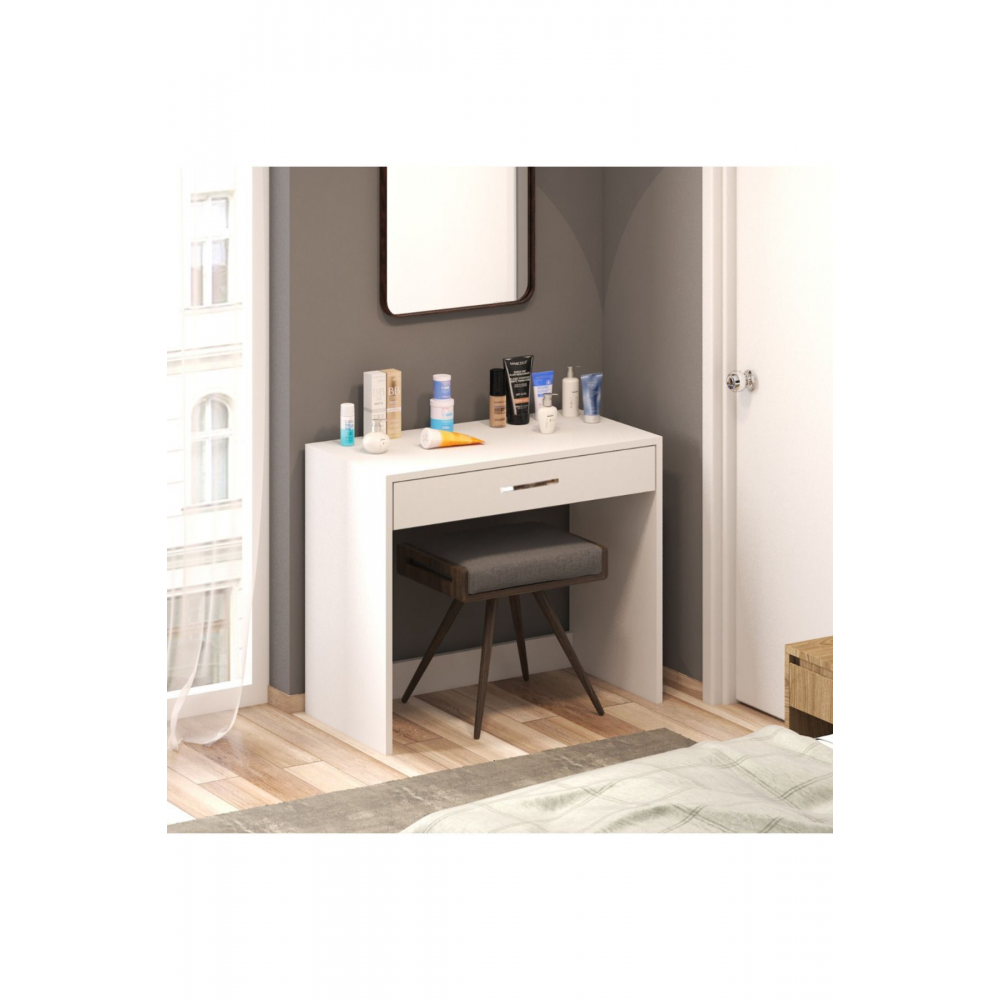Arya Novella Mode Çekmeceli Beyaz Makyaj Masası/dresuar/çalışma Masası Make Up Desk