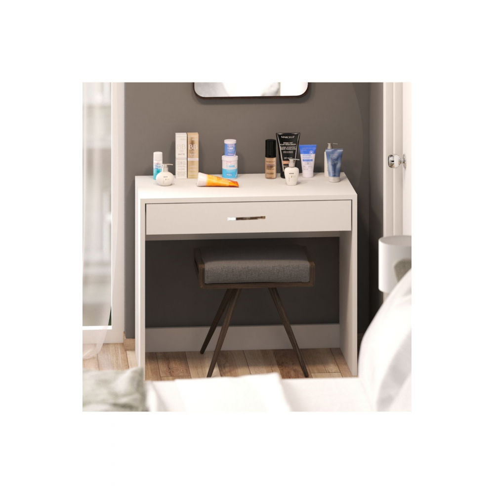 Arya Novella Mode Çekmeceli Beyaz Makyaj Masası/dresuar/çalışma Masası Make Up Desk