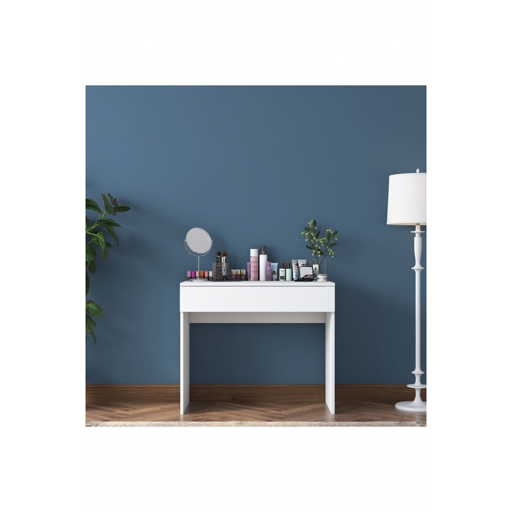 Rani Bj104 Makyaj Masası Tek Çekmeceli Takı Düzenleyici Beyaz