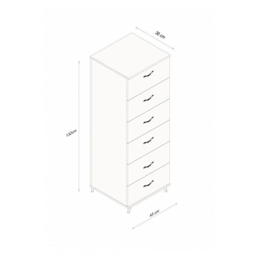 Ae-3038 Belinda 6 Çekmeceli Şifonyer Beyaz