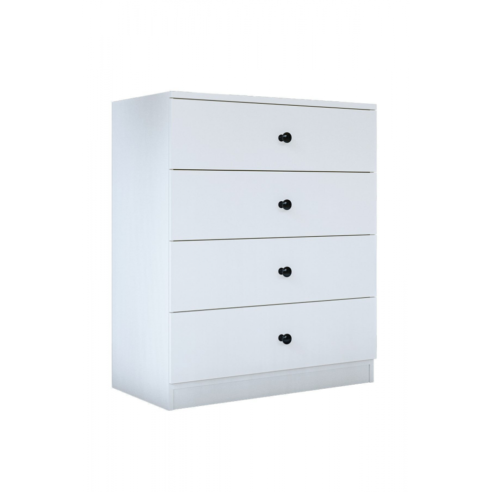 Gm 083 Almina 4 Çekmeceli Düğme Kulplu Beyaz Şifonyer