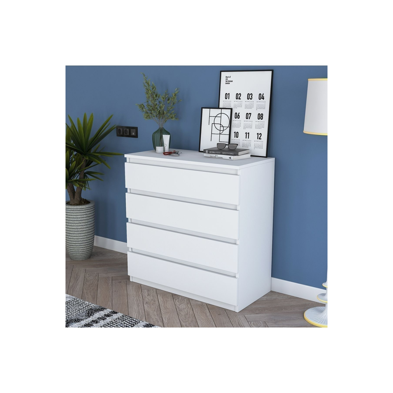 Rani Be102 Şifonyer 4 Çekmeceli Yatak Odası Bebek Odası Beyaz 91 X 80 Cm