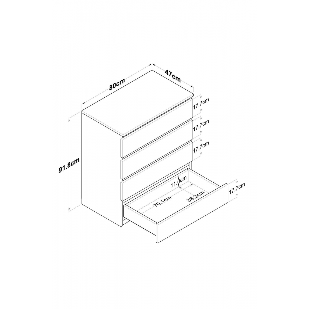 Rani Be102 Şifonyer 4 Çekmeceli Yatak Odası Bebek Odası Beyaz 91 X 80 Cm