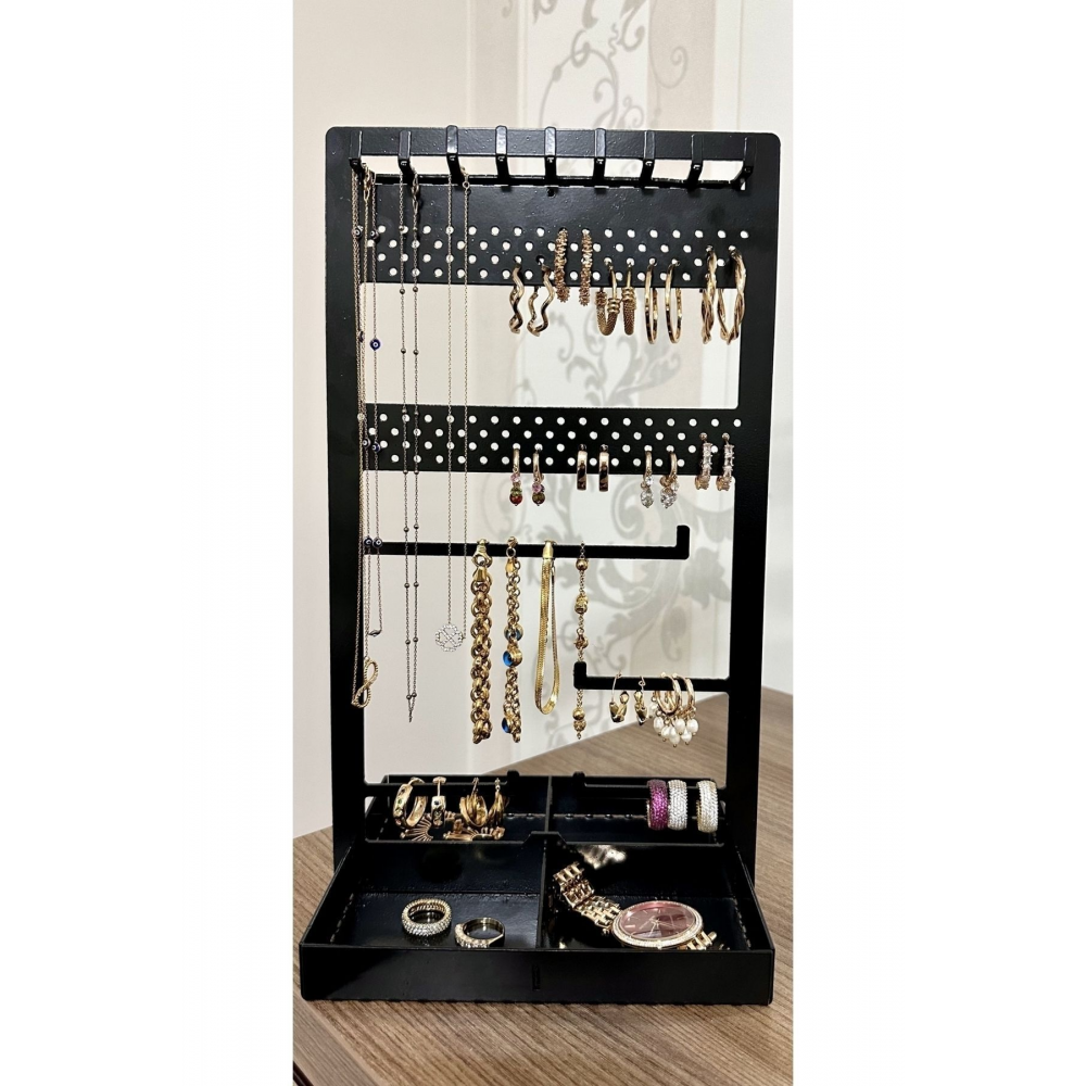 4 Bölmeli Takı Askısı Düzenleyici Makyaj Kutusu Takı Standı