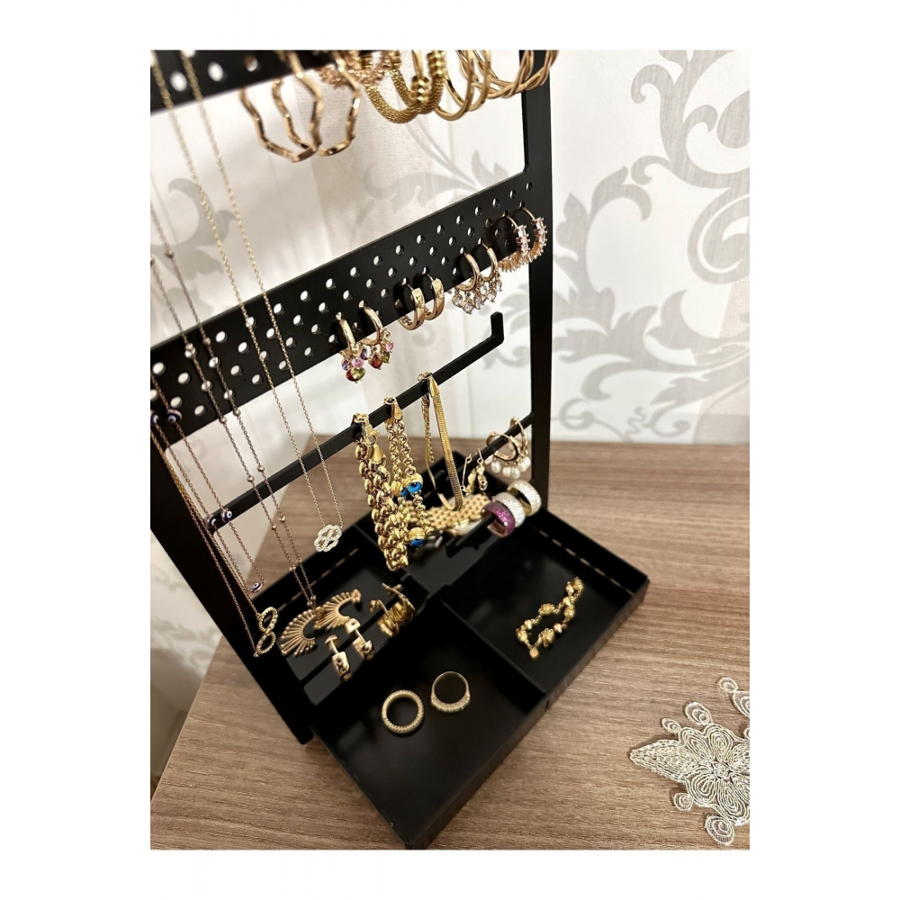 4 Bölmeli Takı Askısı Düzenleyici Makyaj Kutusu Takı Standı