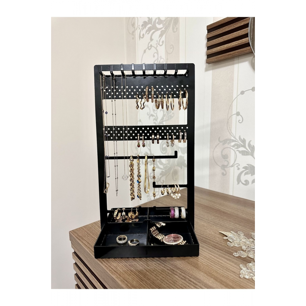 4 Bölmeli Takı Askısı Düzenleyici Makyaj Kutusu Takı Standı