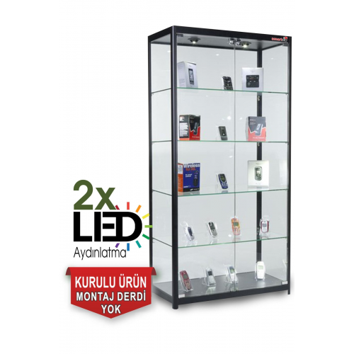 Camlı Vitrin - Camlı Dolap - Camlı Koleksiyon Vitrini - Teşhir Vitrini 175x70x30