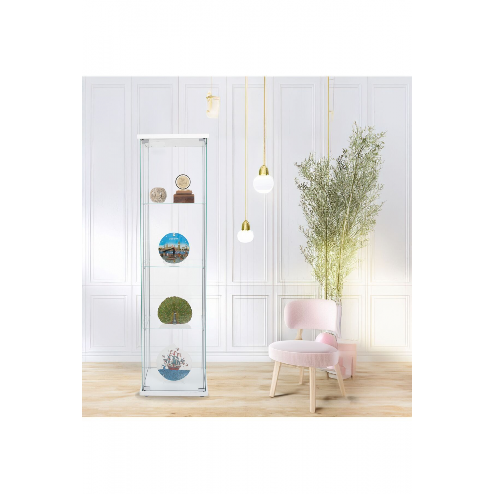 Home Cam Vitrin Gümüşlük Camlı Dolap Camlı Koleksiyon Vitrini -detolf Cam Vitrin