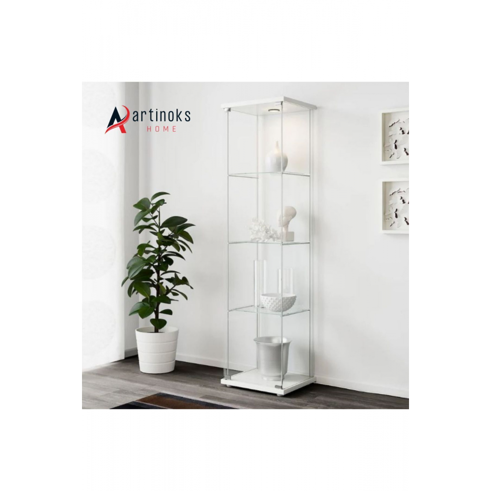 Home Cam Vitrin Gümüşlük Camlı Dolap Camlı Koleksiyon Vitrini -detolf Cam Vitrin