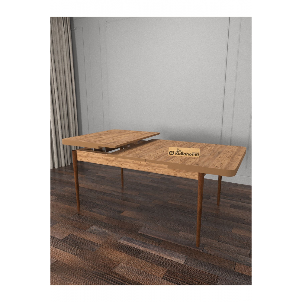 Riff Serisi Atlantik 80x130 Açılır Yemek Masası , Yemek Masa Takımı 6 Gri Sandalye